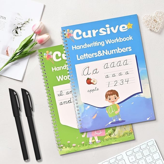 AALGO Grooved Cursive Handwriting Workbook,Reusable Cursive Writing Practice Book with Disappearing Ink,Cursive Calligraphy Kit,Magic Cursive Handwriting Practice for Kids and Beginners - Image 4